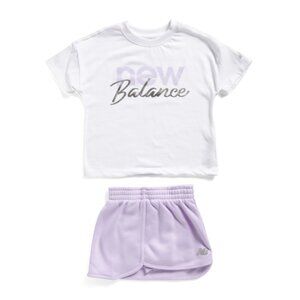 NEW BALANCE White Girls Tee And Skort Set